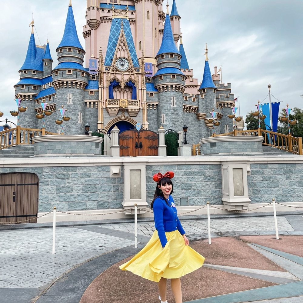 Vintage style high waist circle skirt Snow White